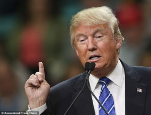 Republican presidential candidate Donald Trump gestures as he speaks at a campaign rally Friday, Feb. 5, 2016, in Florence, S.C. (AP Photo/John Bazemore)